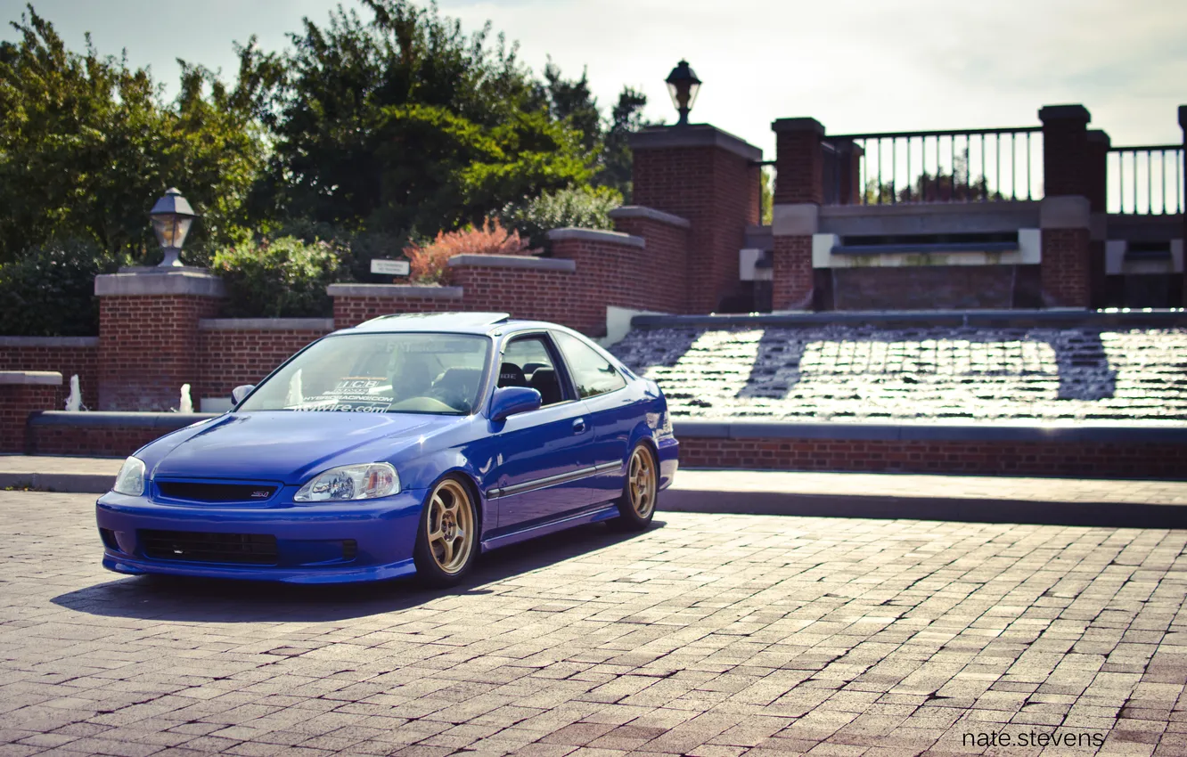 Photo wallpaper blue, Honda, Honda, blue, tuning, Civic