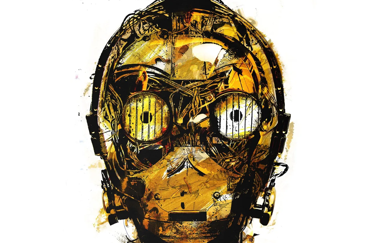 Photo wallpaper robot, head, art, star wars, C-3PO