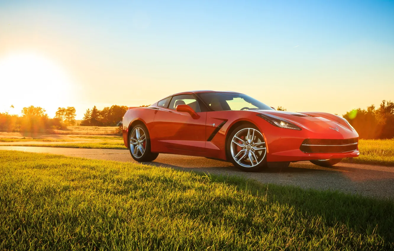 Photo wallpaper car, red, car, Chevrolet Corvette, Corvette, Stingray