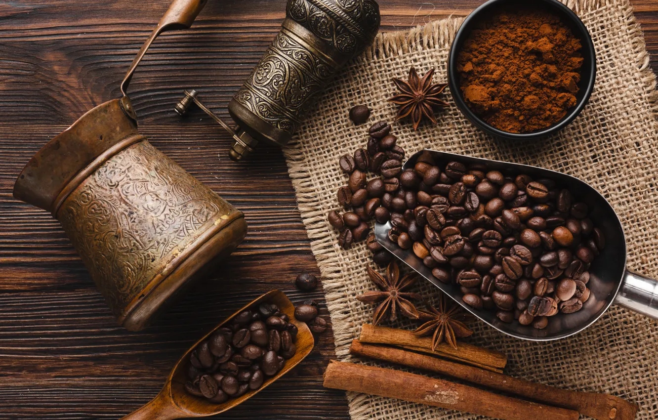 Photo wallpaper coffee, coffee beans, Turk