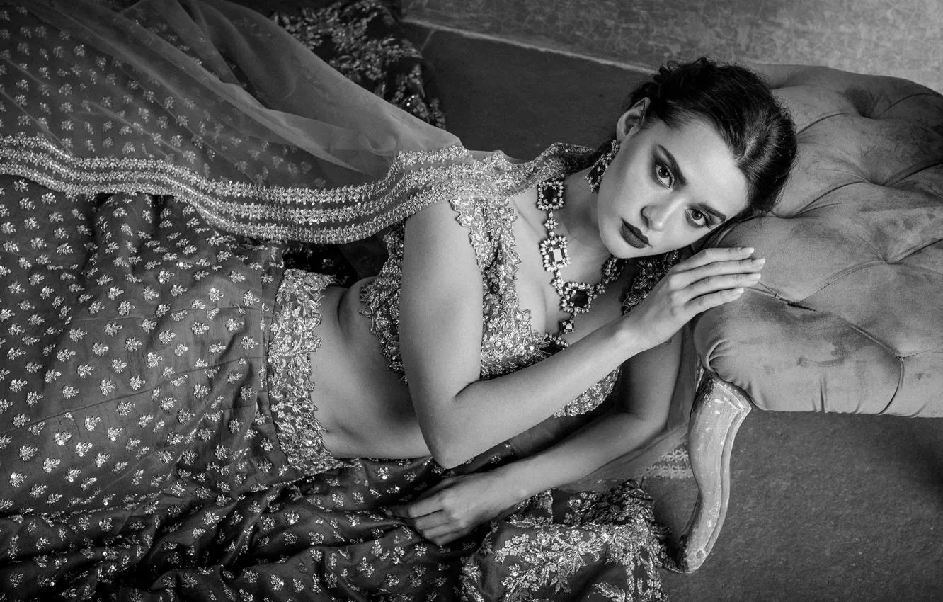 Photo wallpaper girl, fashion, beautiful, model, brunette, pose, indian, makeup