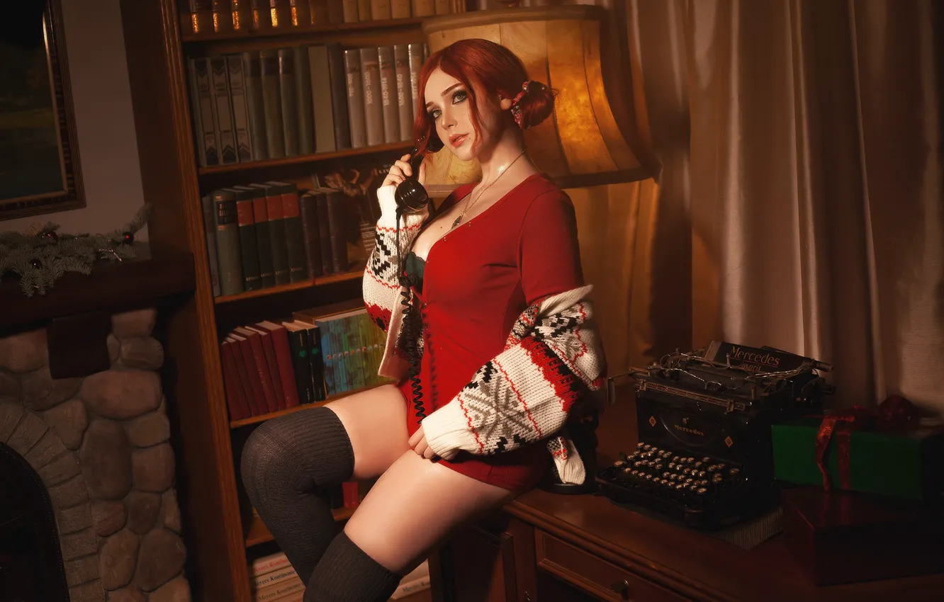 Photo wallpaper cosplay, Triss Merigold, Triss Merigold, Triss, based on the game