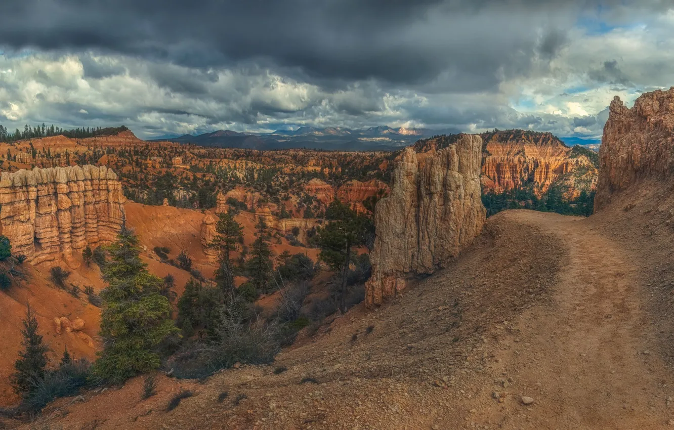 Photo wallpaper clouds, rocks, horizon, Canyon, Shvartsman Evgeny