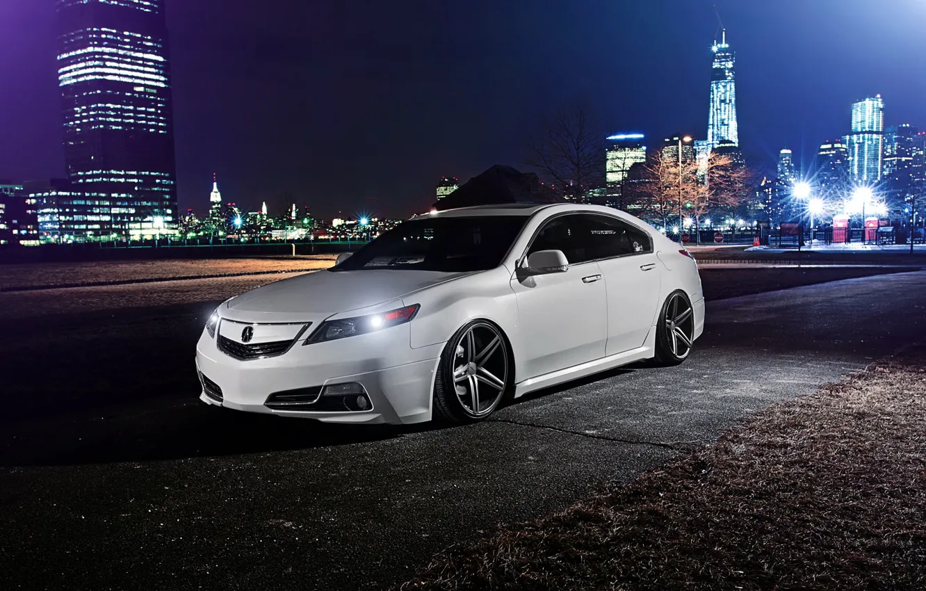 Photo wallpaper night, tuning, stance, Acura, Acura TL