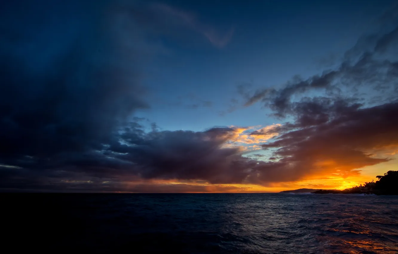 Photo wallpaper the sky, sunset, the ocean, horizon