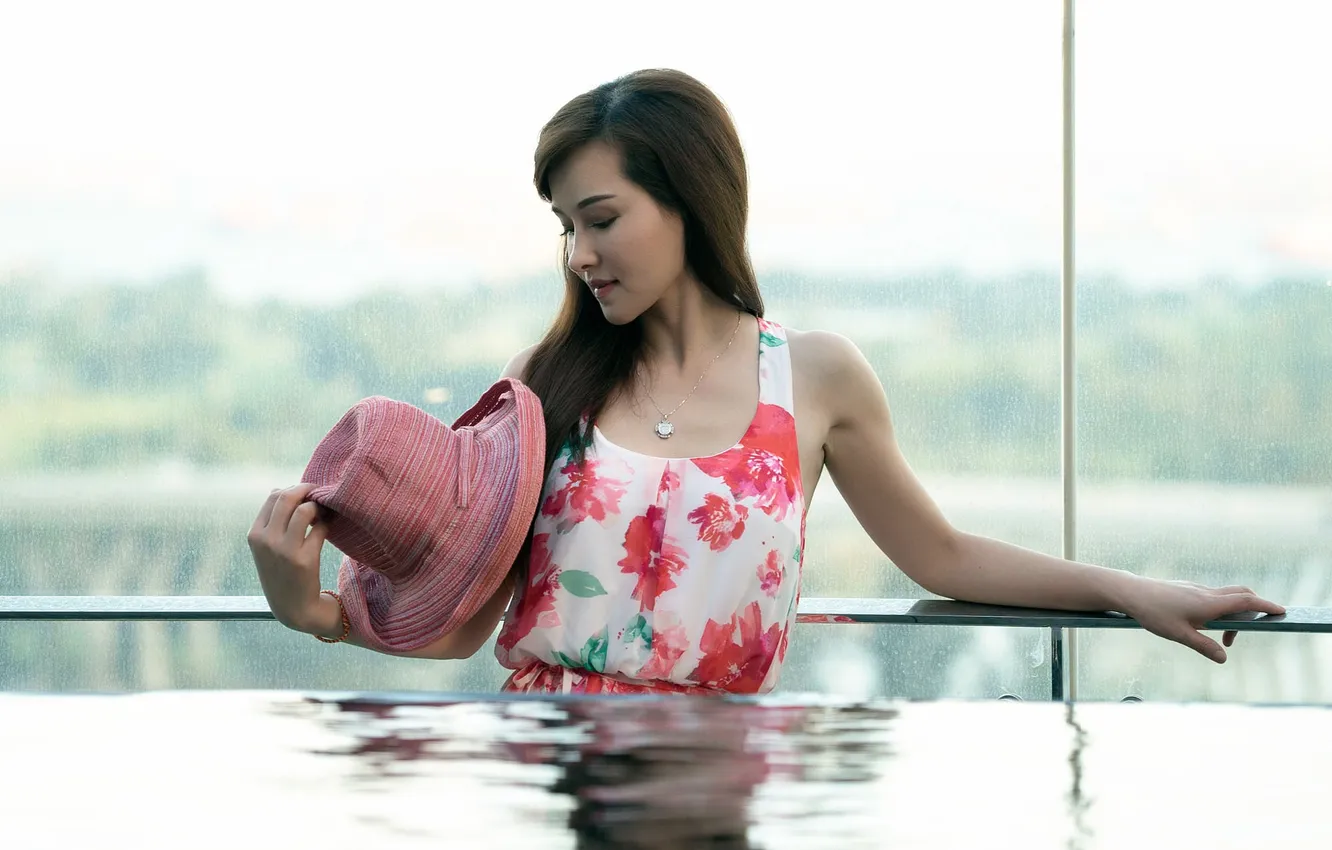 Photo wallpaper look, water, hat