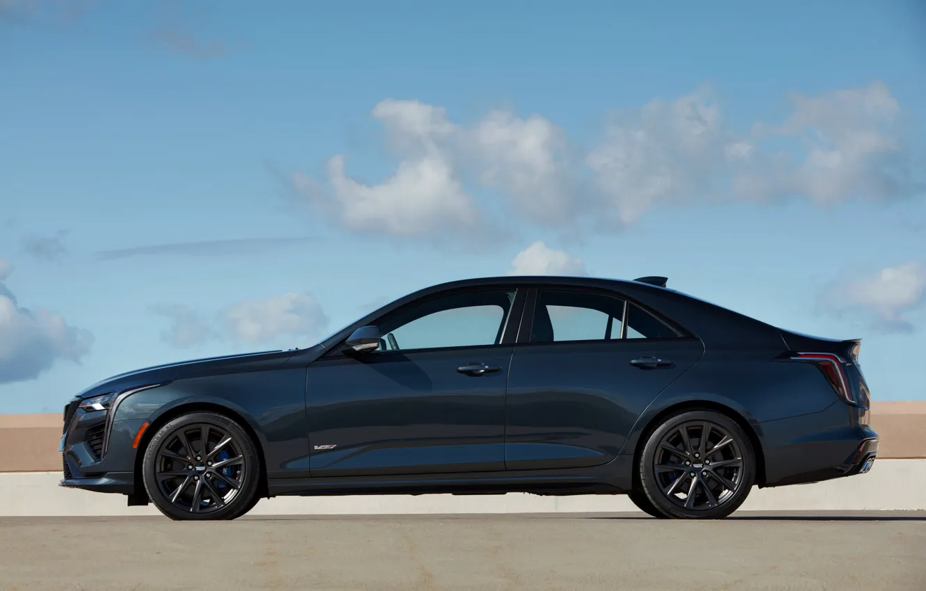 Photo wallpaper Cadillac, sedan, in profile, four-door, 2020, CT4-V