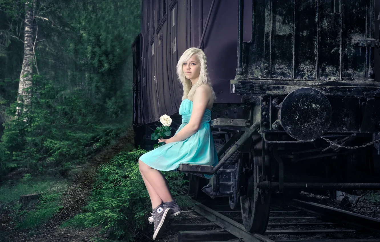 Photo wallpaper flowers, cars, girl