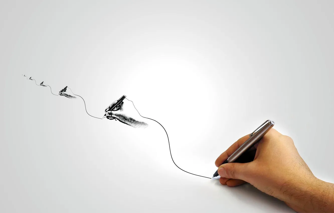 Photo wallpaper line, hands, handle, drawing myself