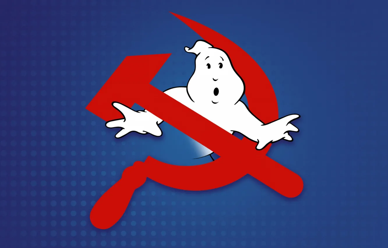 Photo wallpaper minimalism, Ghost, Ghost hunters, the hammer and sickle, joke, The Specter Of Communism