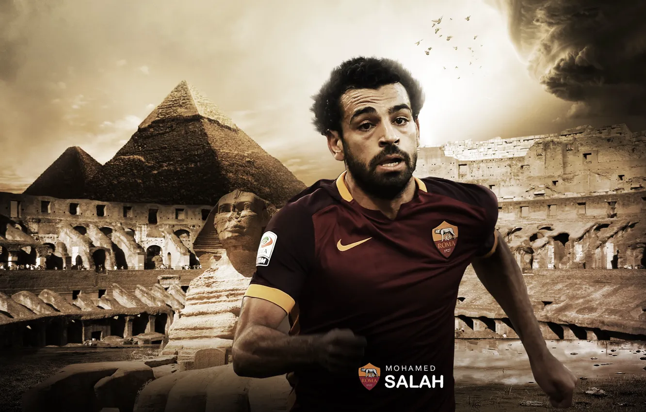 Photo wallpaper wallpaper, sport, football, player, AS Roma, Mohamed Salah