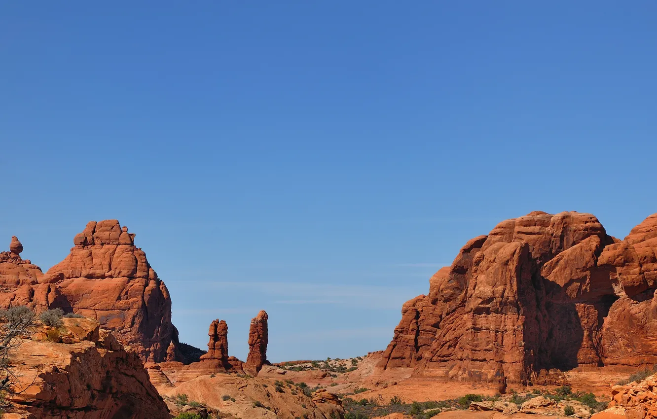 Photo wallpaper the sky, mountains, nature, rocks