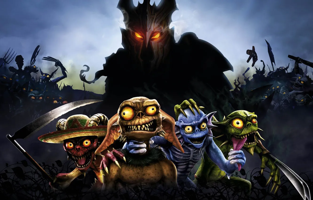 Photo wallpaper monster, helmet, braid, Overlord, burning eyes