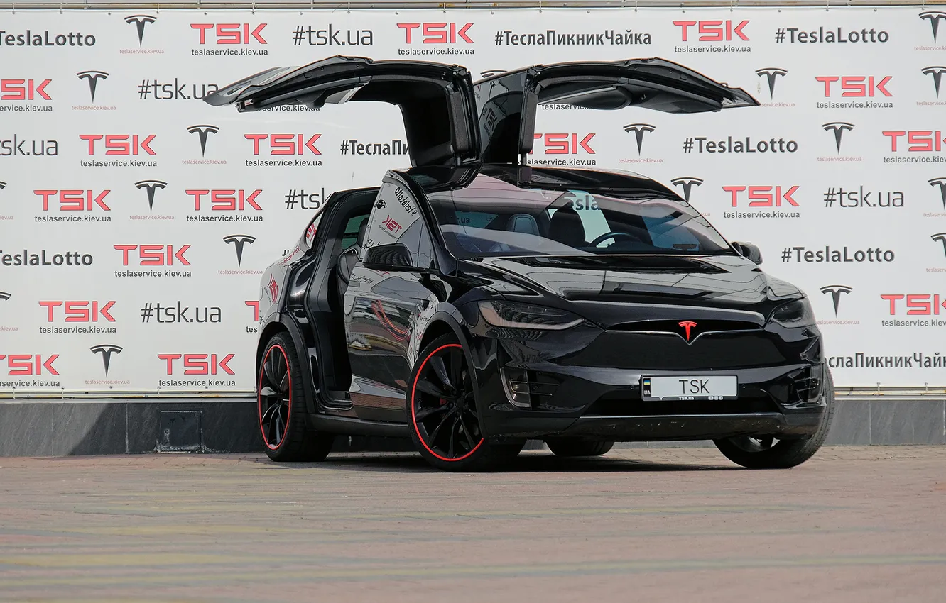 Photo wallpaper blek, Tesla Model, Tesla x