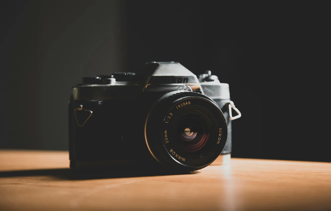 Photo wallpaper Nikon, photography, camera, lens, numbers, closeup, technology, simple background