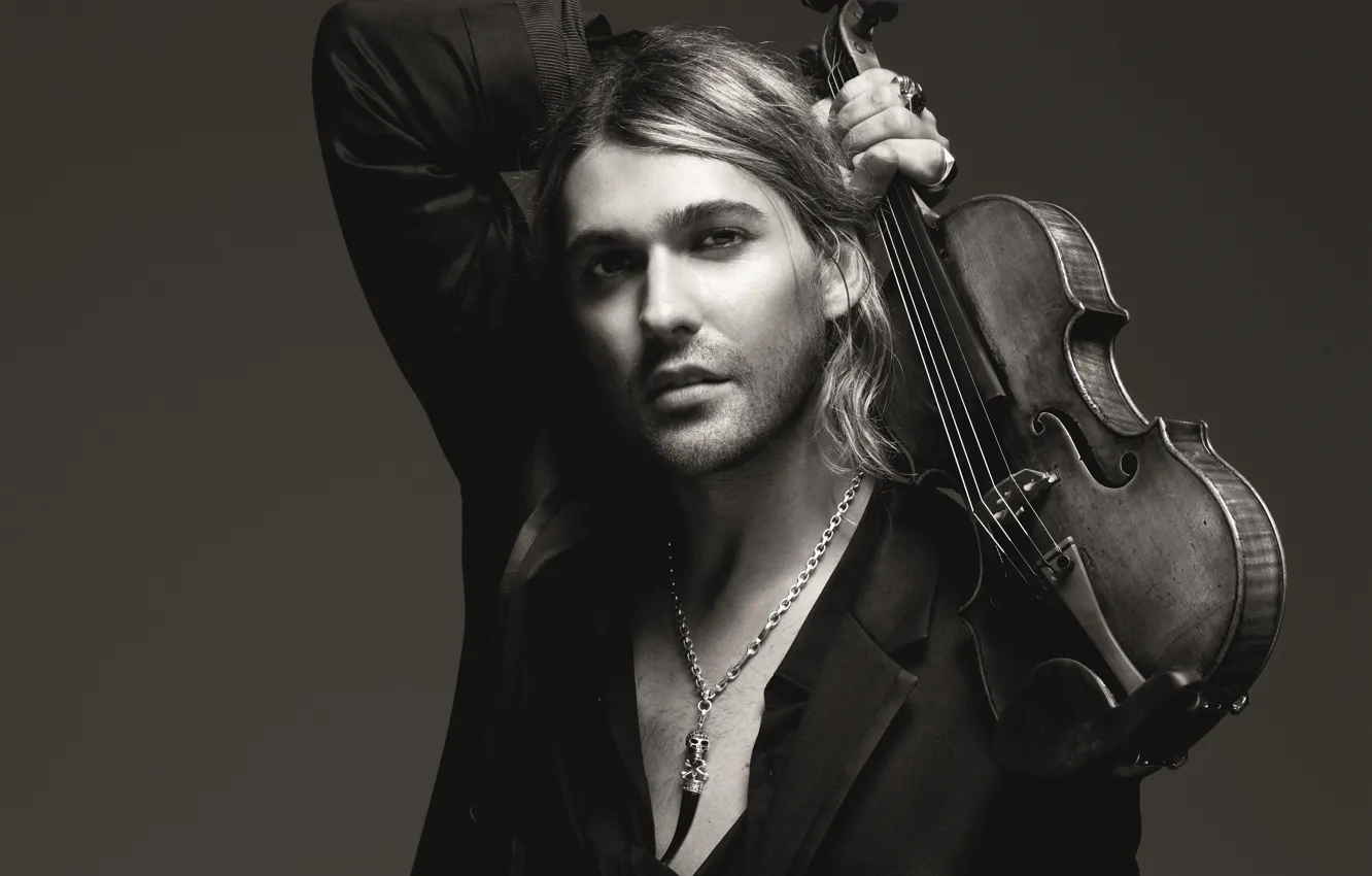 Photo wallpaper look, face, photo, violin, b/W, black and white, musician, violinist