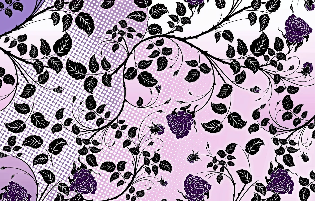Photo wallpaper flowers, background, pattern, roses