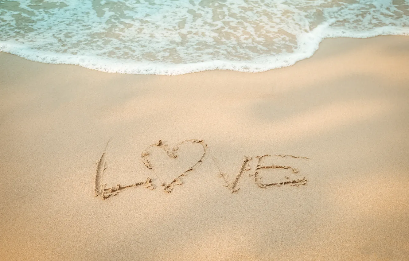 Photo wallpaper sand, sea, wave, beach, summer, summer, love, beach