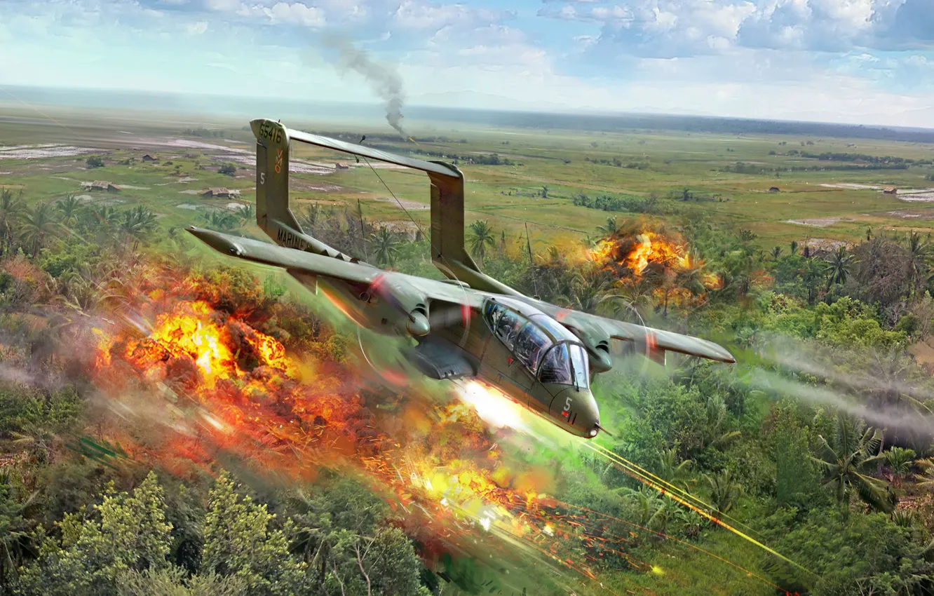 Photo wallpaper USA, attack, easy, spy plane, US NAVY, Ivan Hurenko, The Vietnam war, North American OV-10A …