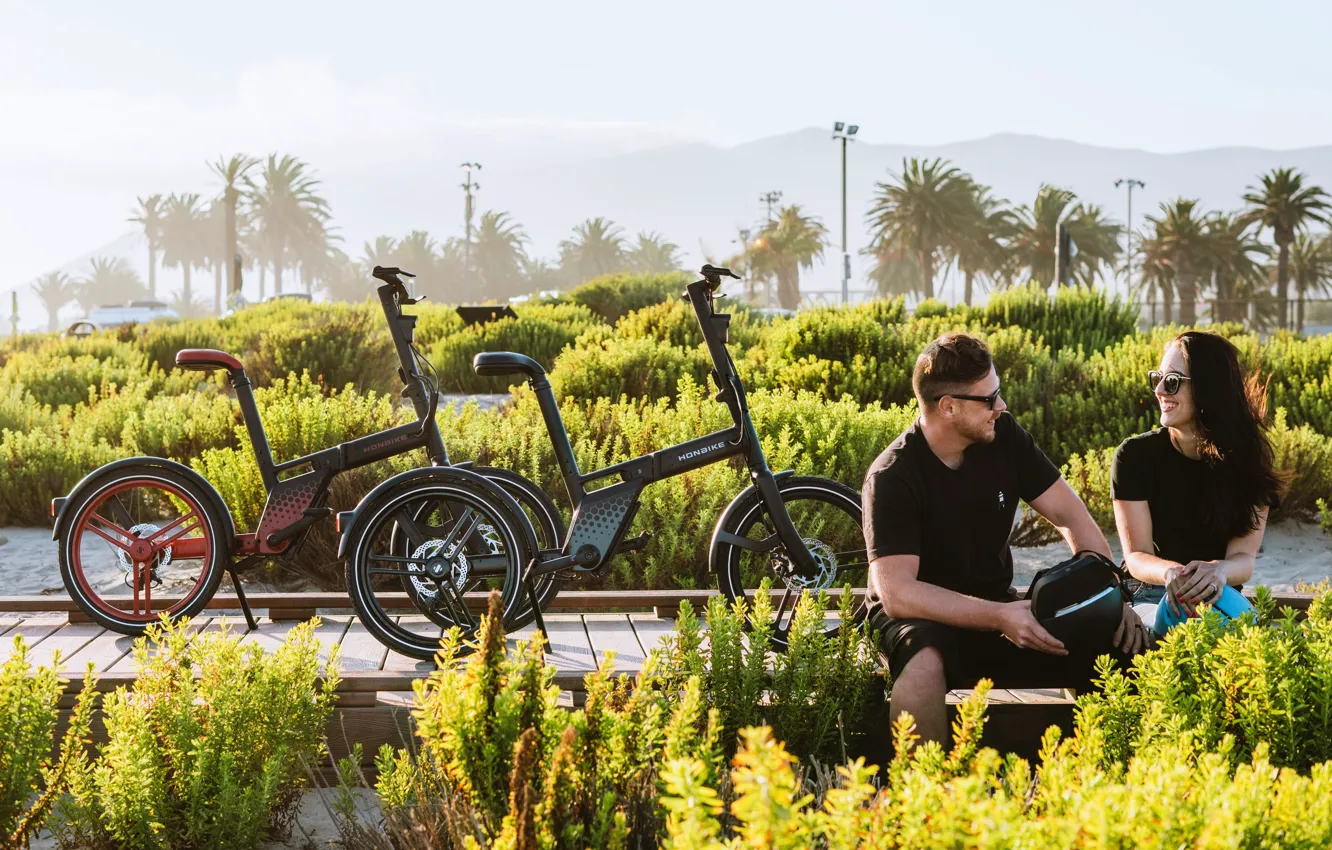 Photo wallpaper bike, background, Wallpaper, woman, large, wallpaper, male, date