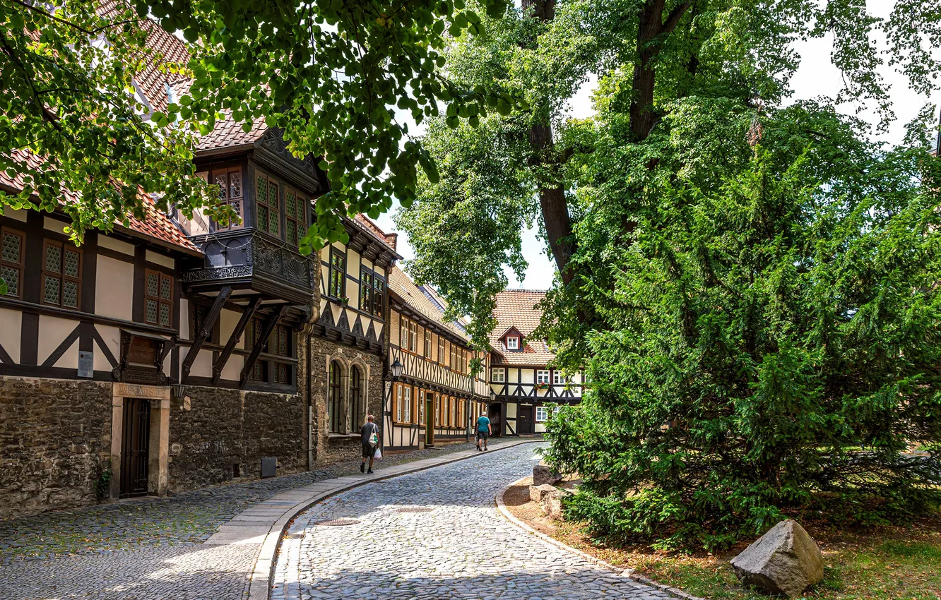 Photo wallpaper trees, street, home, Germany, Wernigerode