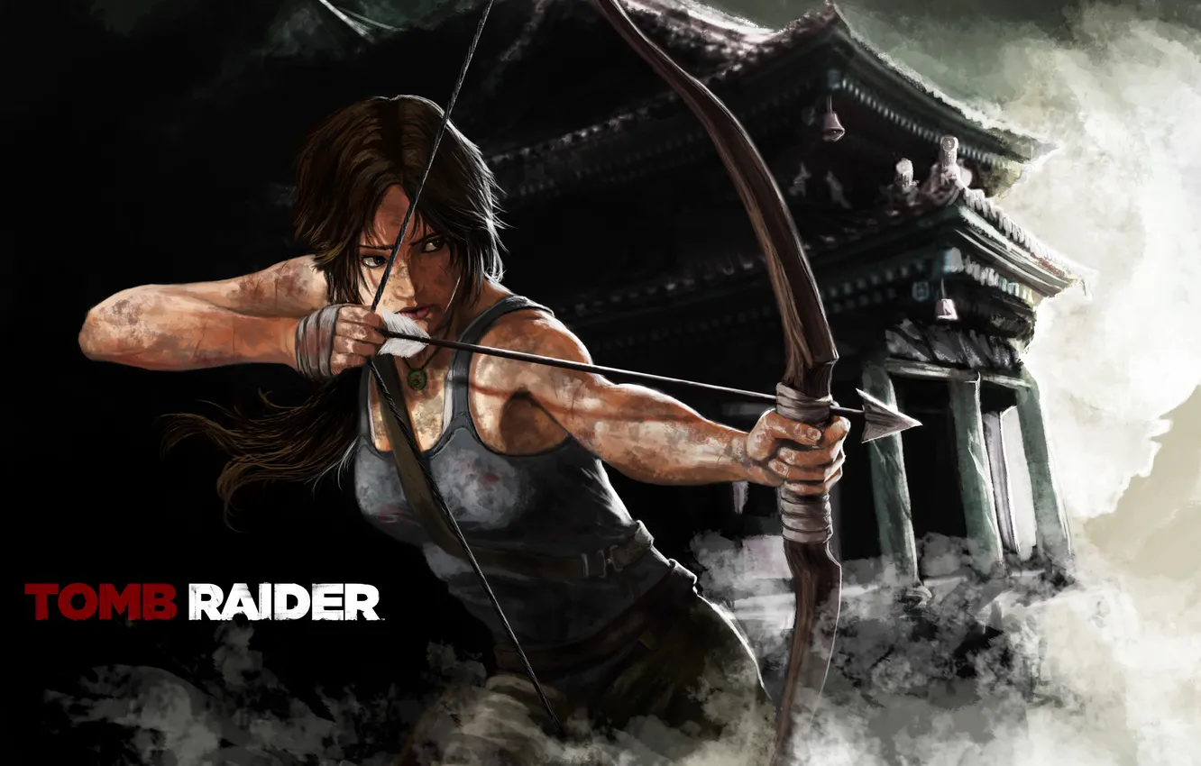 Photo wallpaper girl, bow, art, Tomb Raider, Lara Croft, Lara Croft
