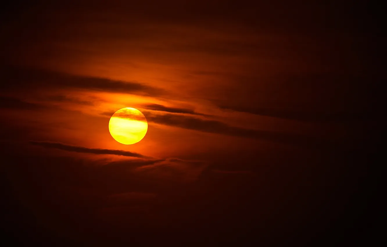 Photo wallpaper the sky, the sun, clouds, sunset