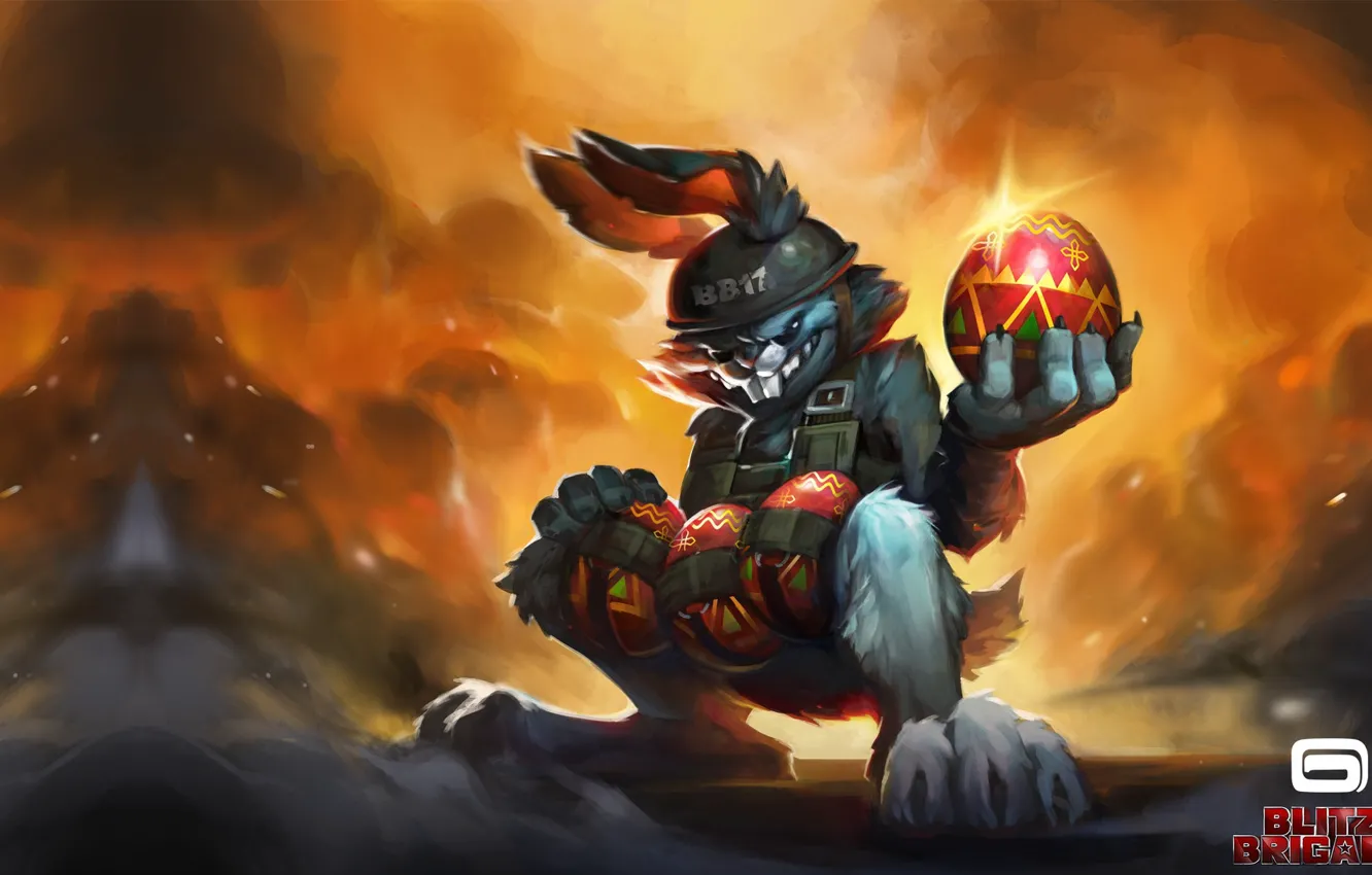 Photo wallpaper blow, Easter, eggs, bunny, Illustration, angry, Characters, easter bunny