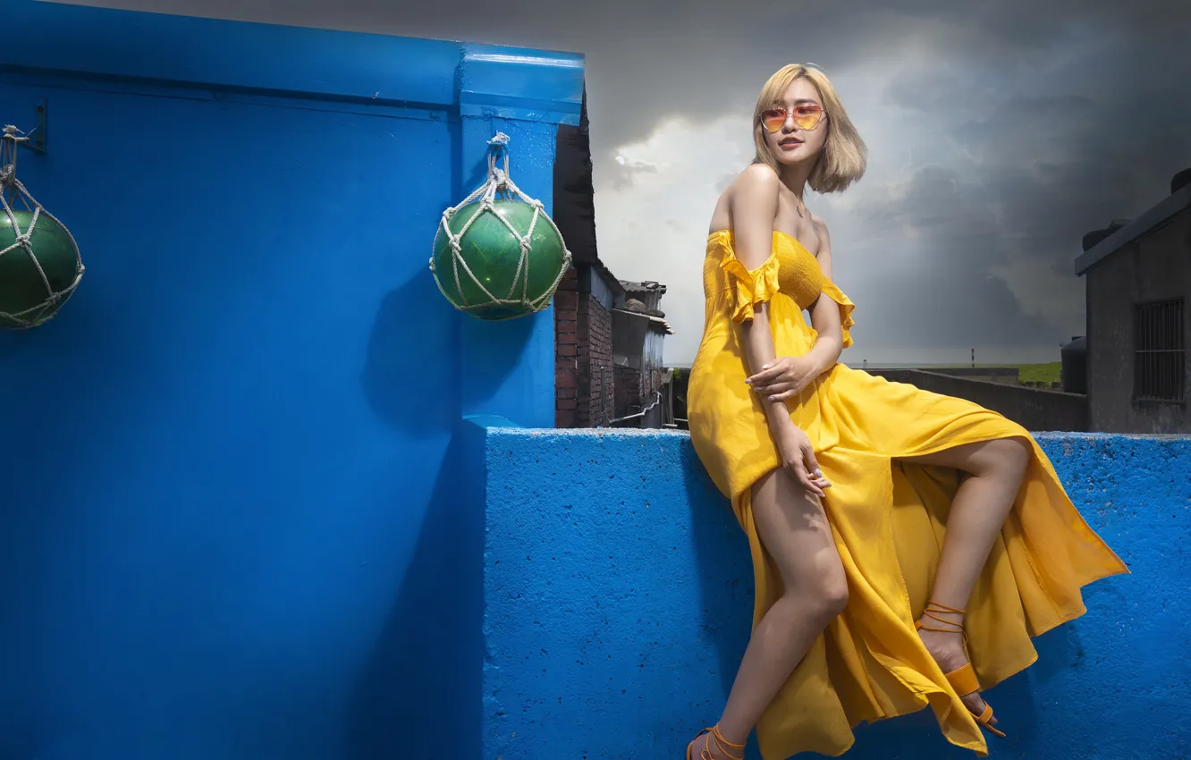 Photo wallpaper girl, background, wall