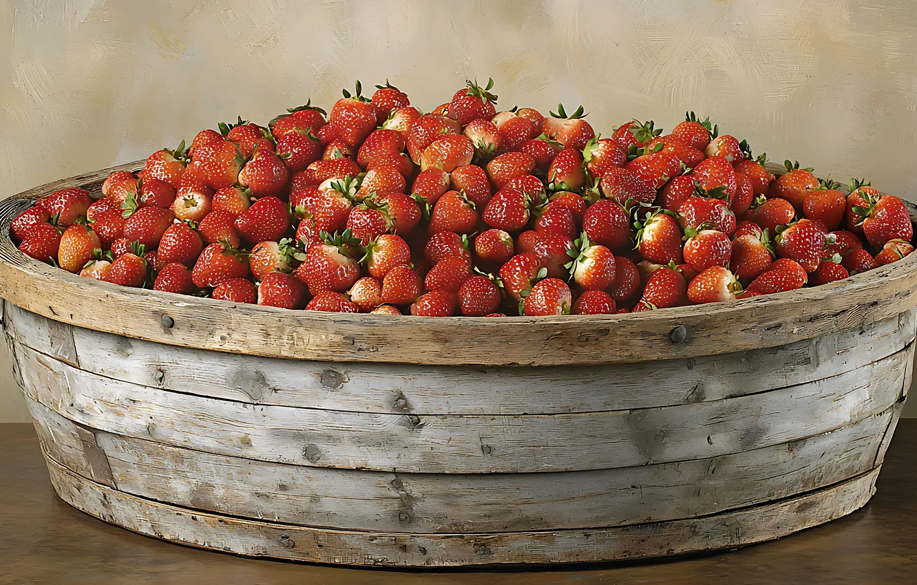 Photo wallpaper berries, harvest, strawberry, Taz, AI art, strawberry mountain, neural network