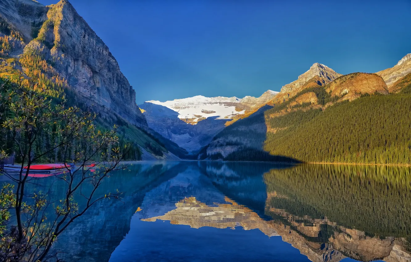 Photo wallpaper mountains, lake, reflection, Canada, Albert, Banff National Park, Alberta, Lake Louise