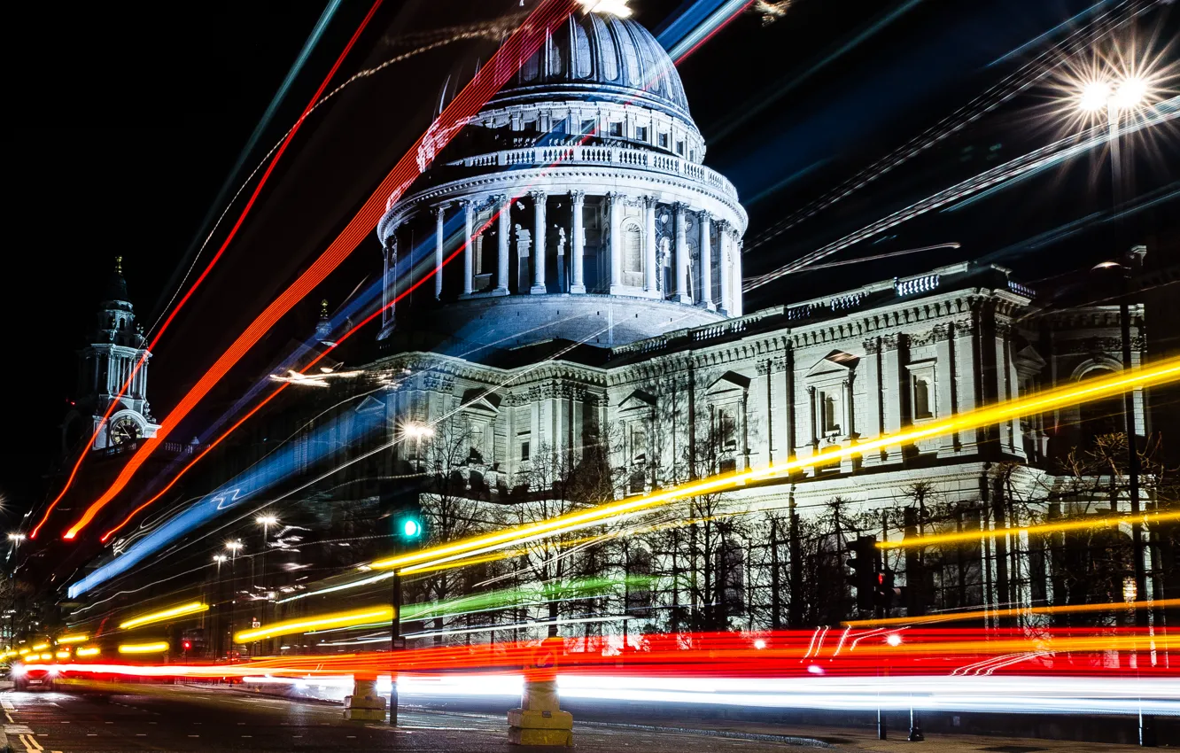 Photo wallpaper night, London, UK, night, London, United Kingdom, St Paul's Cathedral, St. Paul's Cathedral