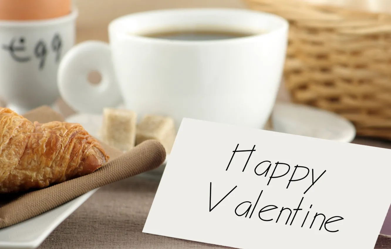 Photo wallpaper Breakfast, day, dishes, Valentine, holidays, lovers