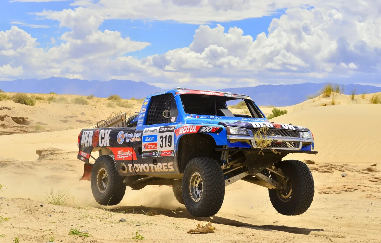 Photo wallpaper sand, machine, auto, the sky, blue, race, sport, Chevrolet