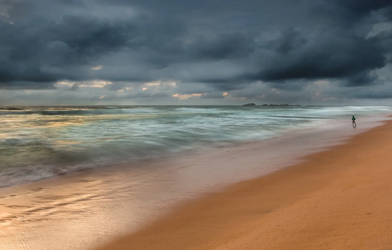 Photo wallpaper sea, the sky, clouds, landscape, sunset, nature