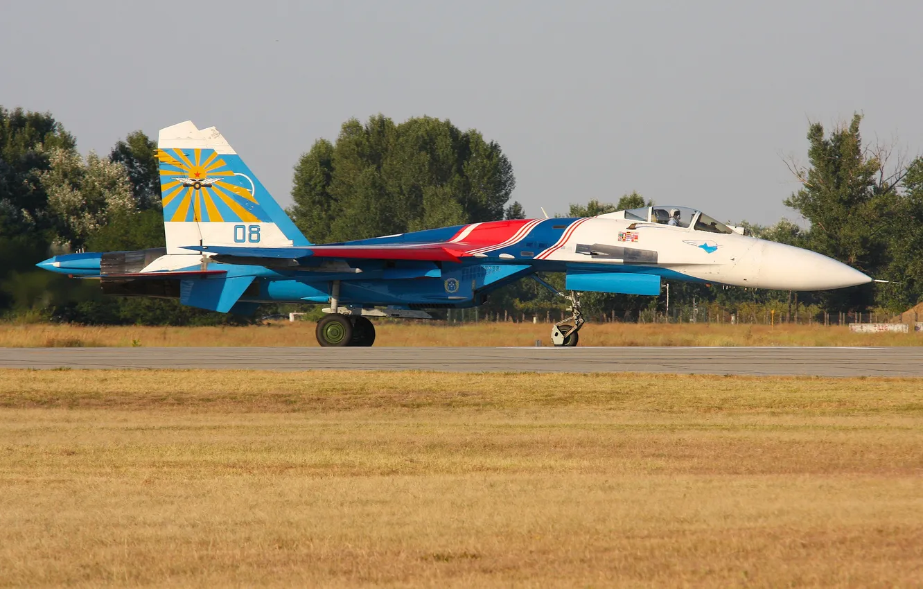 Photo wallpaper fighter, the airfield, multipurpose, Su-27