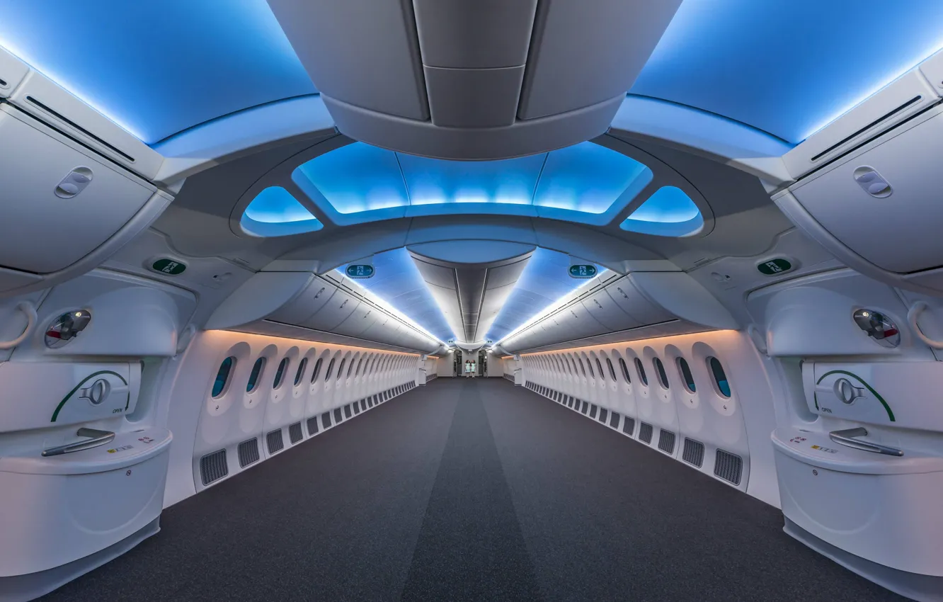 Photo wallpaper dreamliner, plane interior, boeing 787