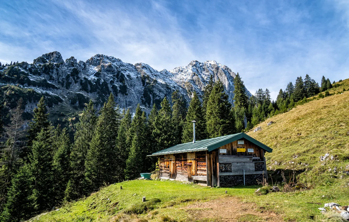 Photo wallpaper mountains, home, Austria, Alps, Hahle Hut