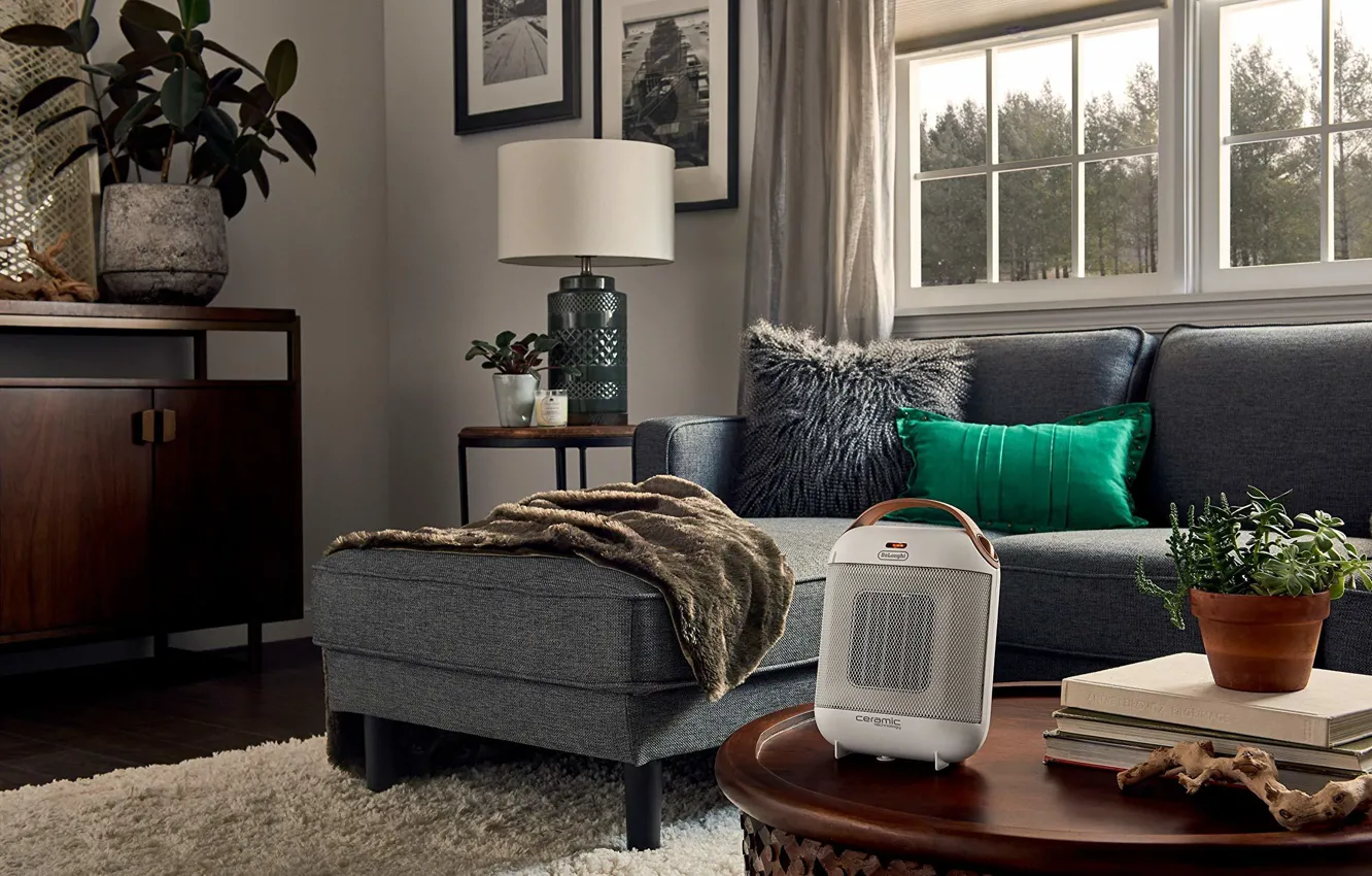 Photo wallpaper design, style, plant, lamp, interior, sofa, living room
