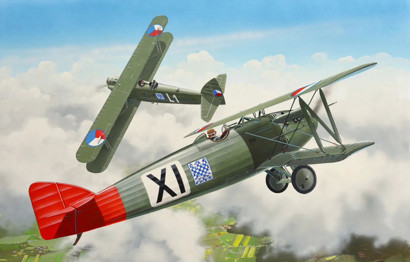 Photo wallpaper art, airplane, painting, aviation, biplane, Letov Š-20