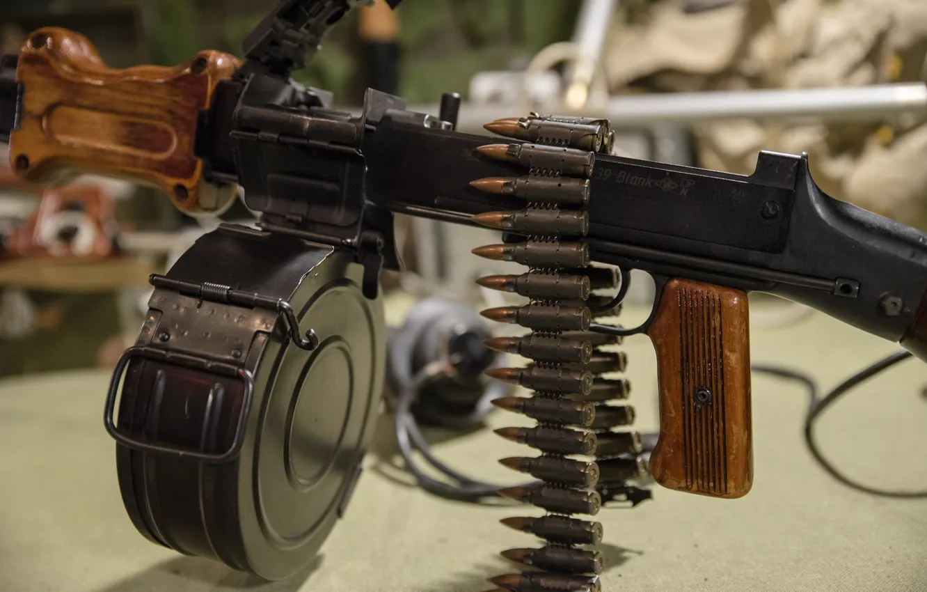 Photo wallpaper tape, machine gun, cartridges, rpd, Degtyareva