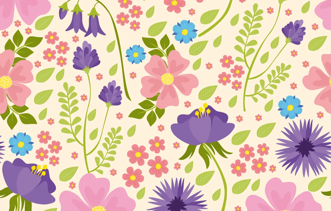 Photo wallpaper flowers, texture, pink, flowers, pattern, purple, seamless