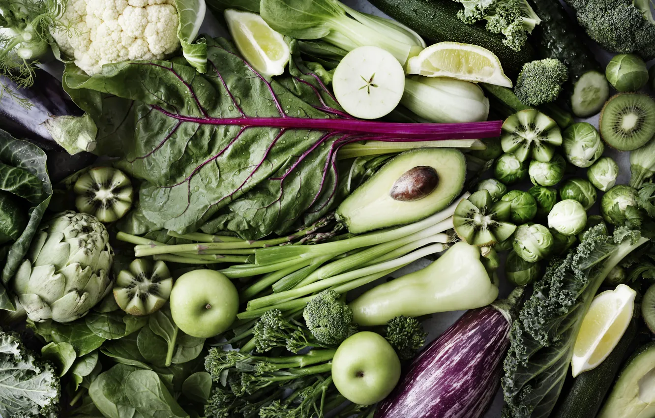 Photo wallpaper greens, vegetables, avocado