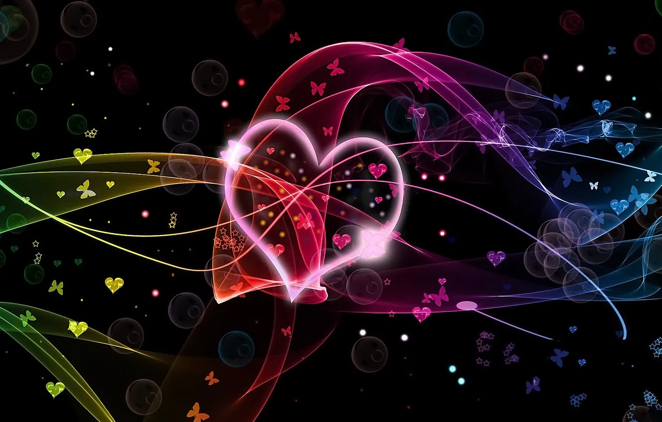 Photo wallpaper butterfly, heart, Valentine's Day.Valentine