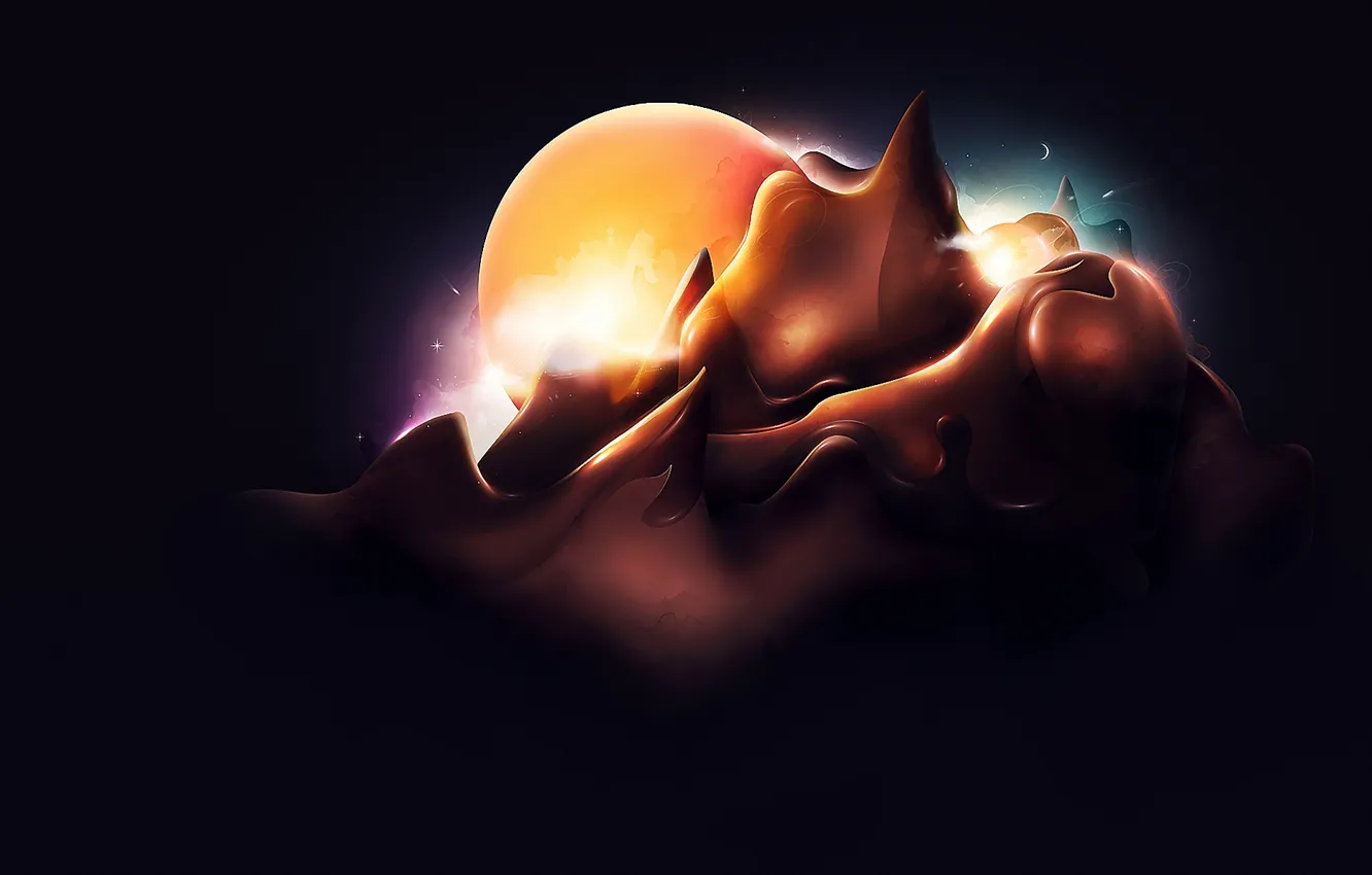 Photo wallpaper light, line, circles, a month, halo, desktopgraphy