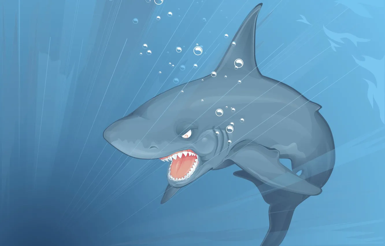 Photo wallpaper vector, shark, depth