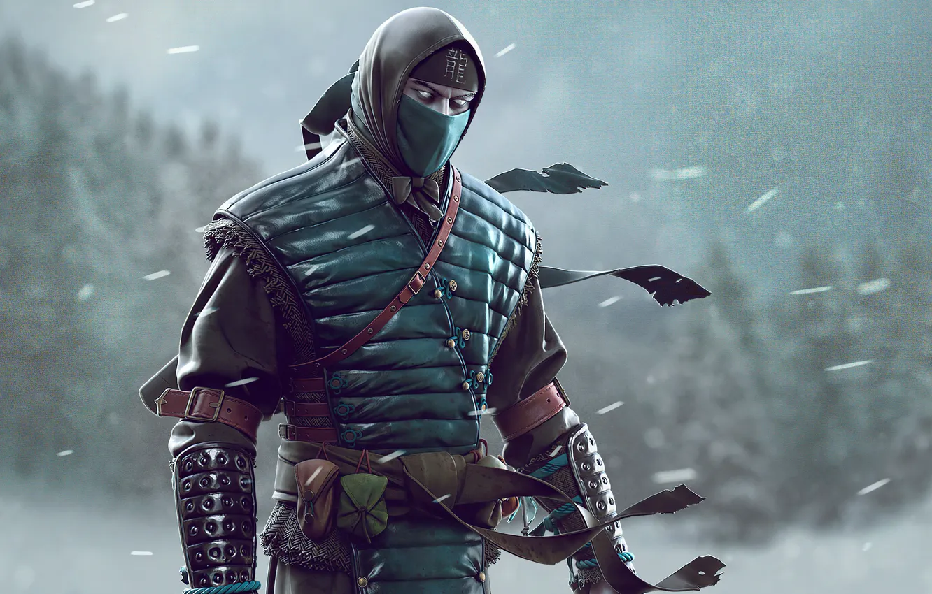 Photo wallpaper ice, snow, Mortal Kombat, Scorpion, ninja, Sub-Zero, cool, mask