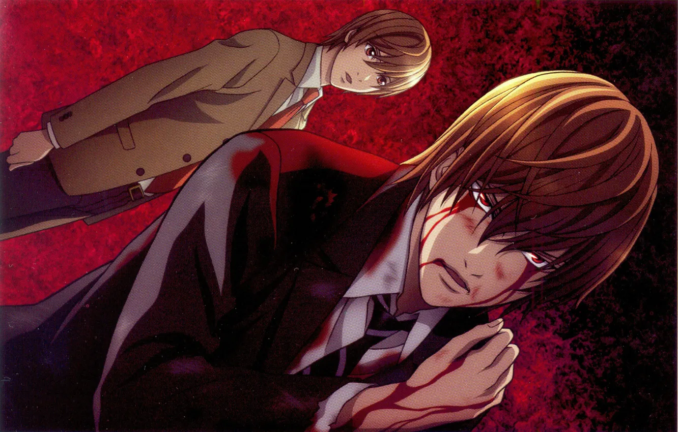 Photo wallpaper blood, costume, tie, death note, death note, wound, yagami light, kira