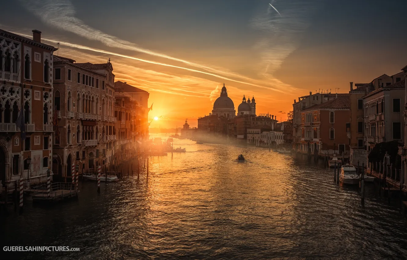 Photo wallpaper the sky, sunset, Venice, Cathedral, channel, photographer, Guerel Sahin