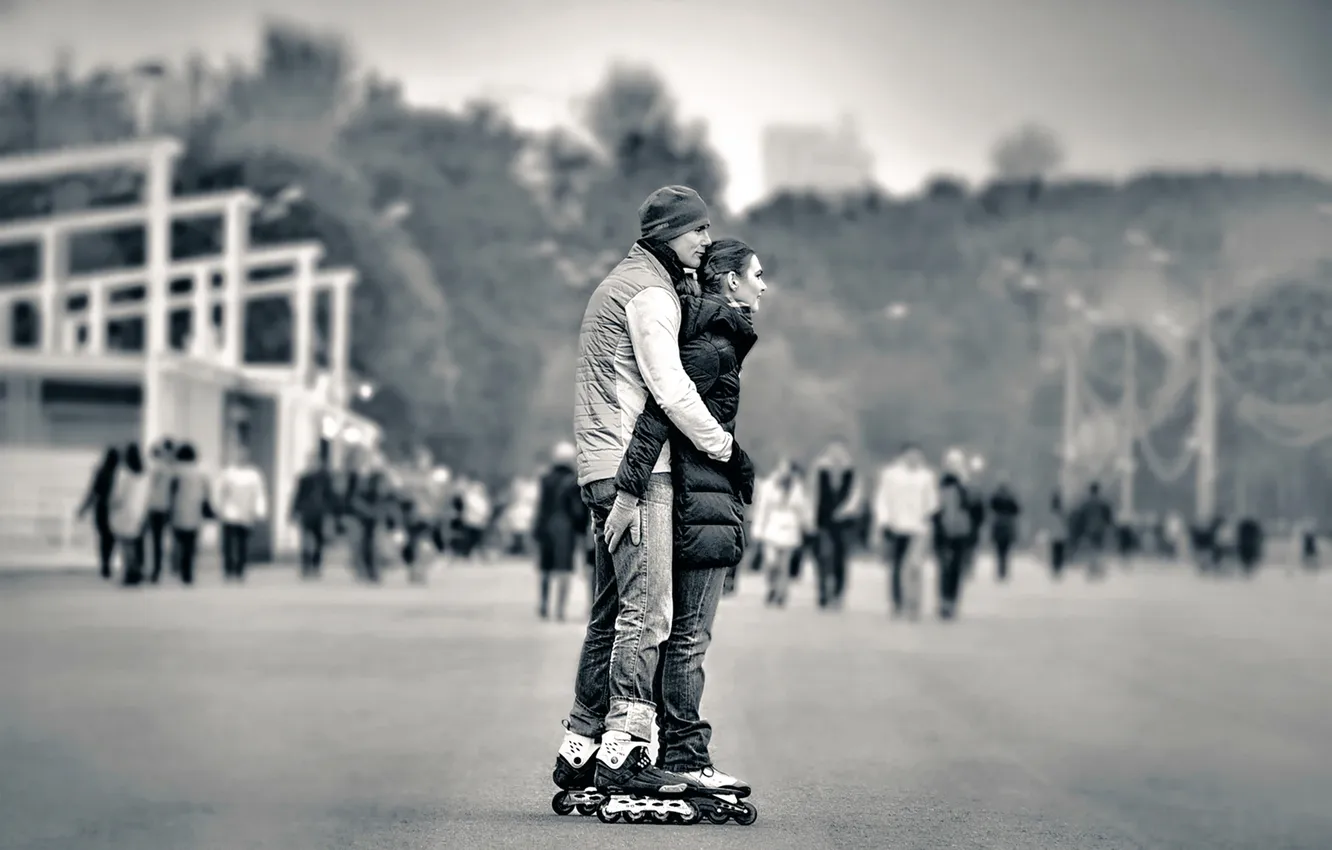 Photo wallpaper girl, love, the city, videos, pair, guy, pair skating